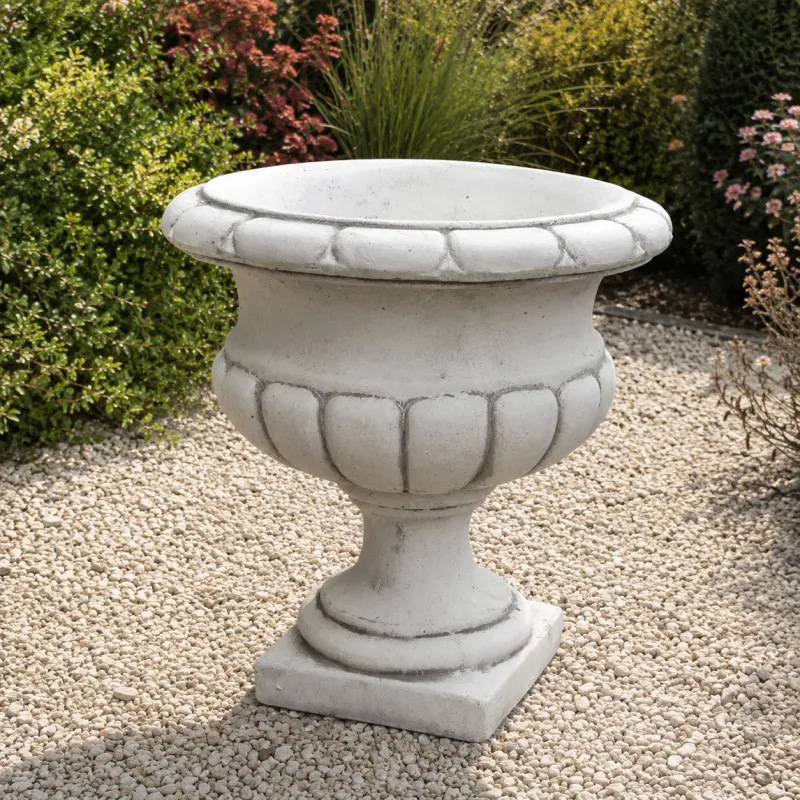 Luxury Classical Pedestal Garden Planter with Rounded Bowl Design Front View by Luxury Group International
