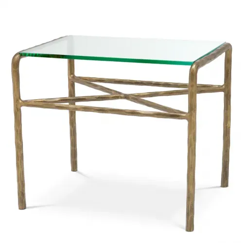 Luxury Clear Glass Side Table Front View by Luxury Group International