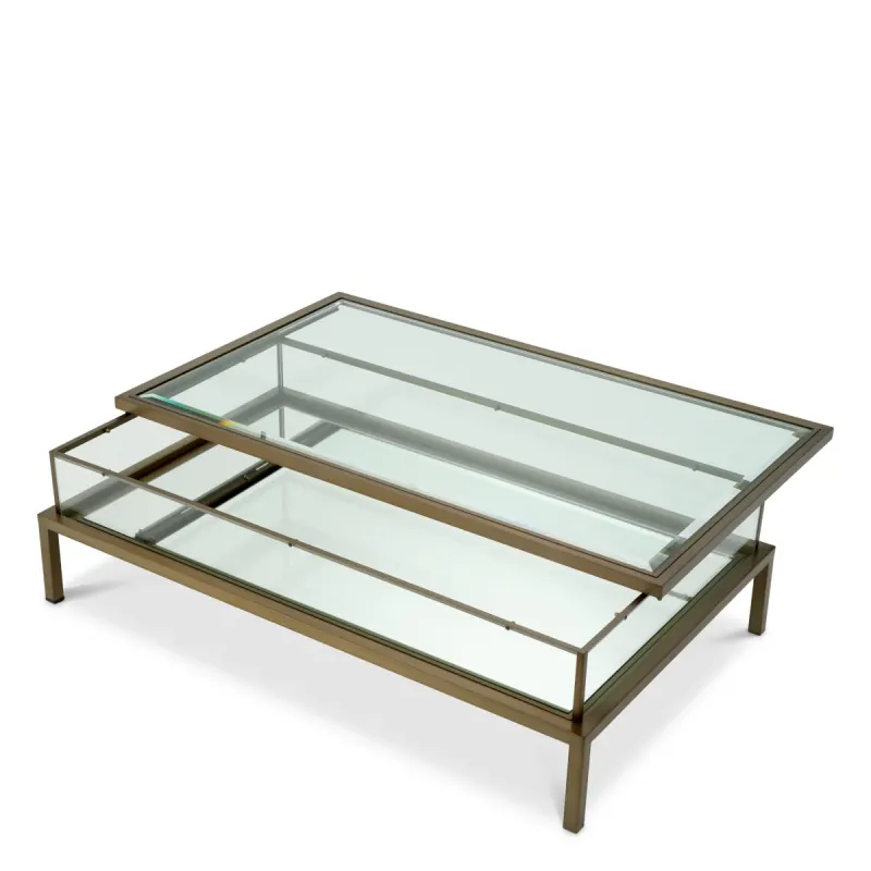 Luxury Bronze Glass Coffee Table with Double-Tier Metal Frame - Luxury Coffee table by Luxury Group International