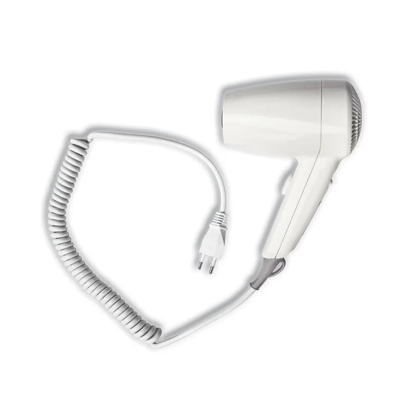 Luxury Compact Hotel Hair Dryer with Flexible Spiral Cable & Ergonomic Push Button Control Front View by Luxury Group International