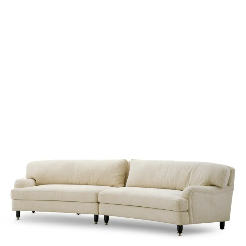 Luxury Contemporary Four-Seater Cream Fabric Sofa with Plush Cushions and Curved Design Front View by Luxury Group International