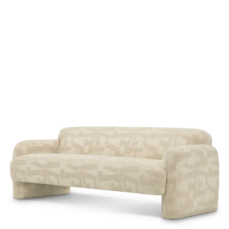 Luxus Elfenbeinfarbenes Sofa mit geometrischem Muster für zeitgenössische Wohnzimmer von Luxury Group International