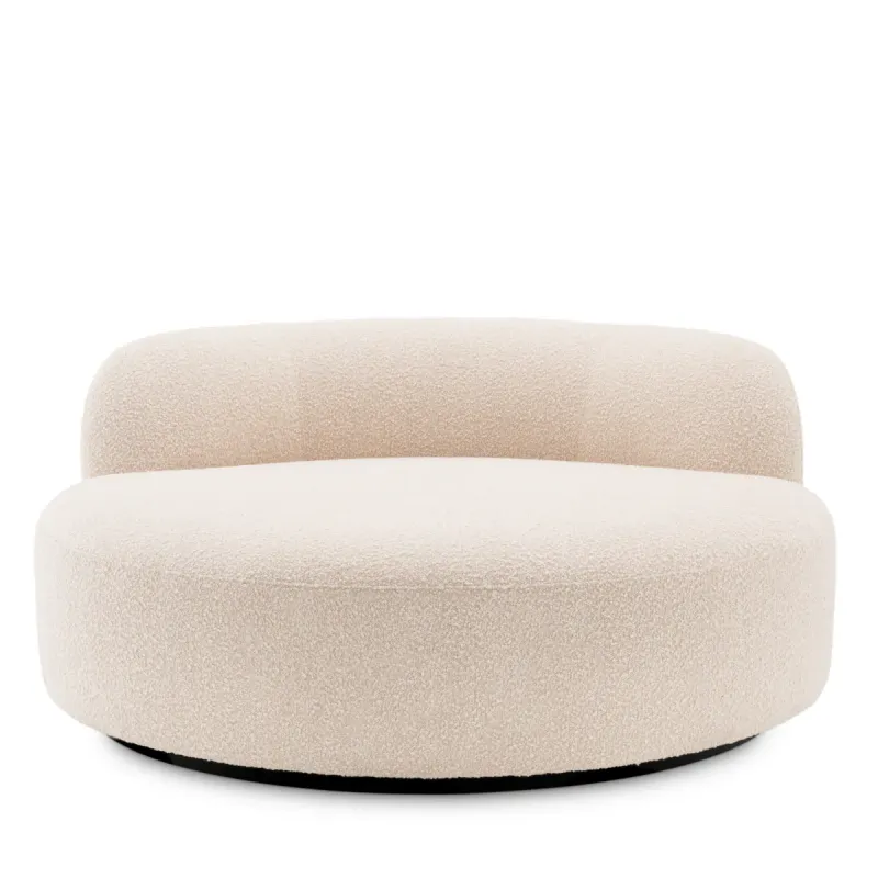 Canapé Courbe en Bouclé Crème de Luxe au Design Sculptural - Mobilier de Luxe pour Hôtels Vue de face par Luxury Group International