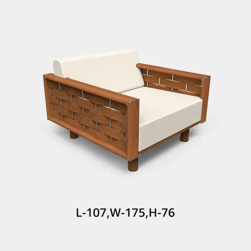Canapé Luxueux Crème avec Coussin et Structure en Bois à Lattes Marron Chaud par Luxury Group International
