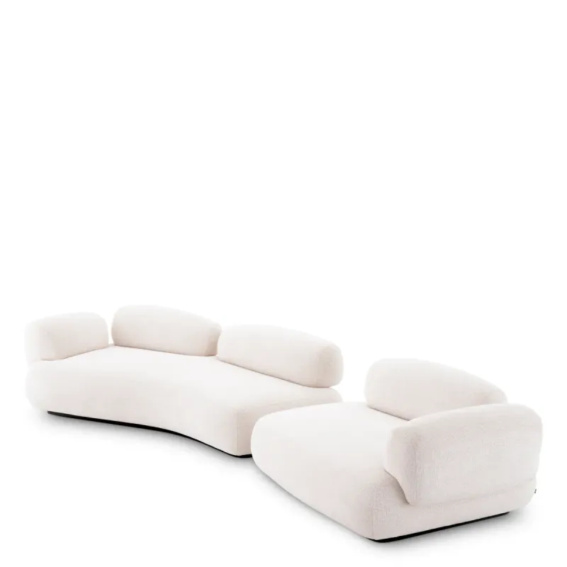 Canapé d'angle modulaire crème de luxe au design sculptural courbé - Mobilier de luxe pour hôtels Vue de face par Luxury Group International