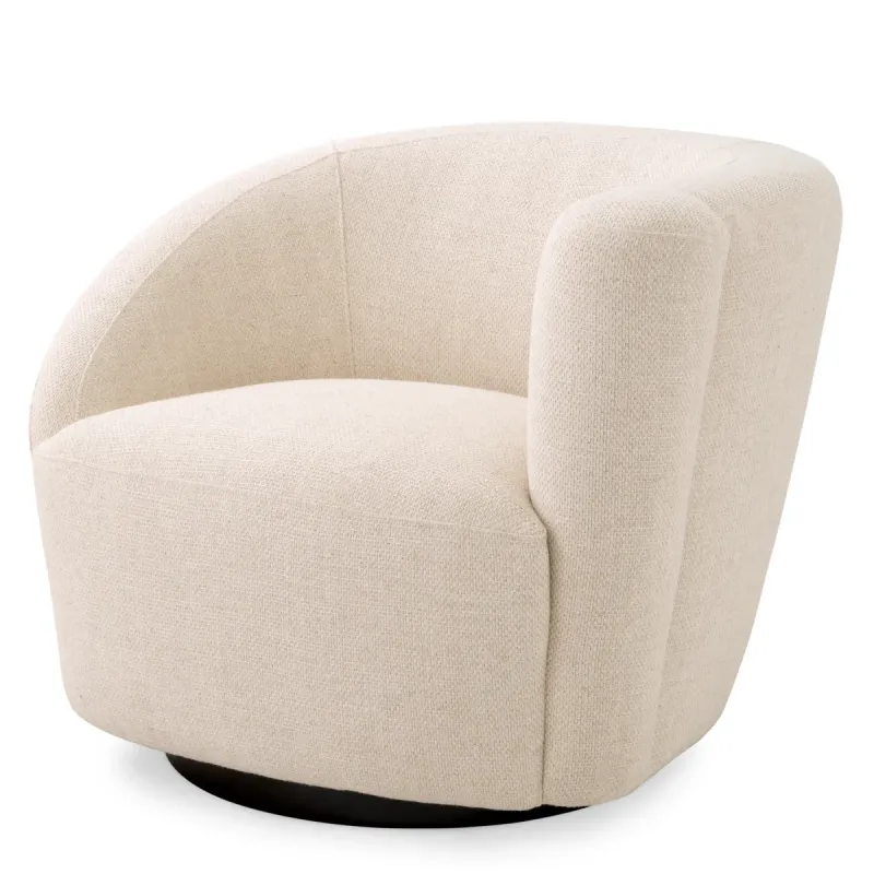 Luxury Cream Swivel Armchair 90 cm – Living Room & Hotel Furniture Front View by Luxury Group International