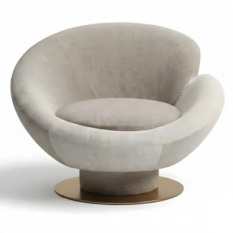 Poltrona Girevole di Lusso Crema con Base in Tonalità Oro - Poltrona di Lusso Vista frontale di Luxury Group International