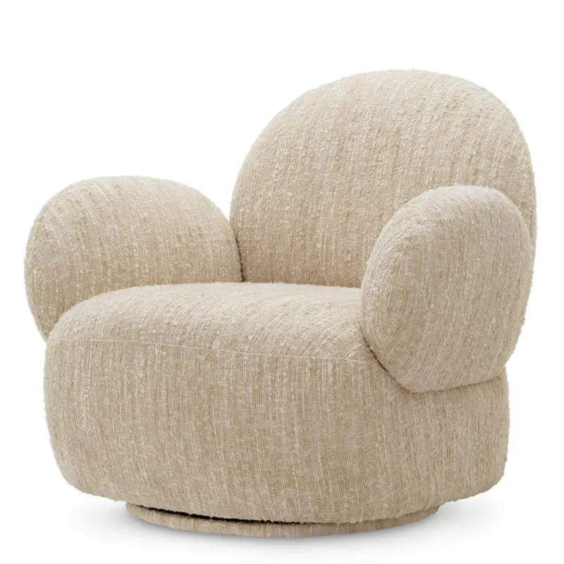 Luxury Cream Textured Armchair with Rounded Sculptural Arms - Luxury Living Room Furniture by Luxury Group International