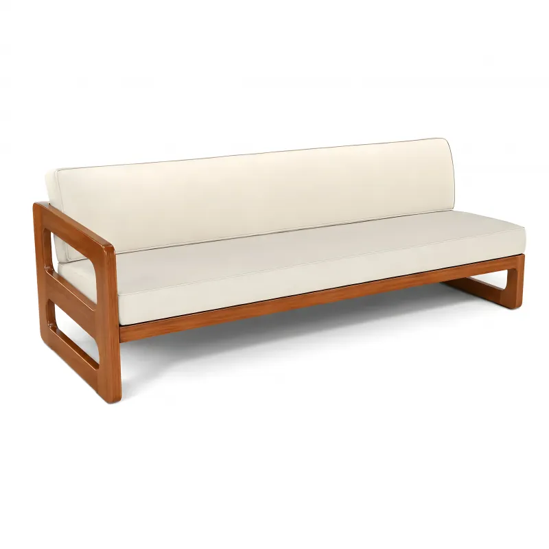 Luxus Cremefarbenes Polstersofa 230 cm mit einseitiger Armlehne und Massivholzrahmen von Luxury Group International