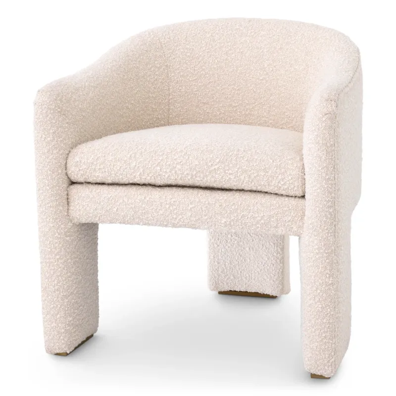 Luxury Cream Upholstered Armchair 66 cm – Living Room & Luxury Hotel Furniture Front View by Luxury Group International