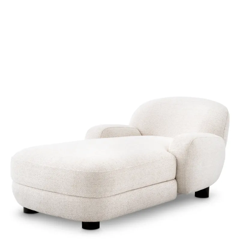 Chaise Longue de Luxe Crème en Tissu avec Pieds Noirs - Mobilier de Luxe pour Hôtels Vue de face par Luxury Group International