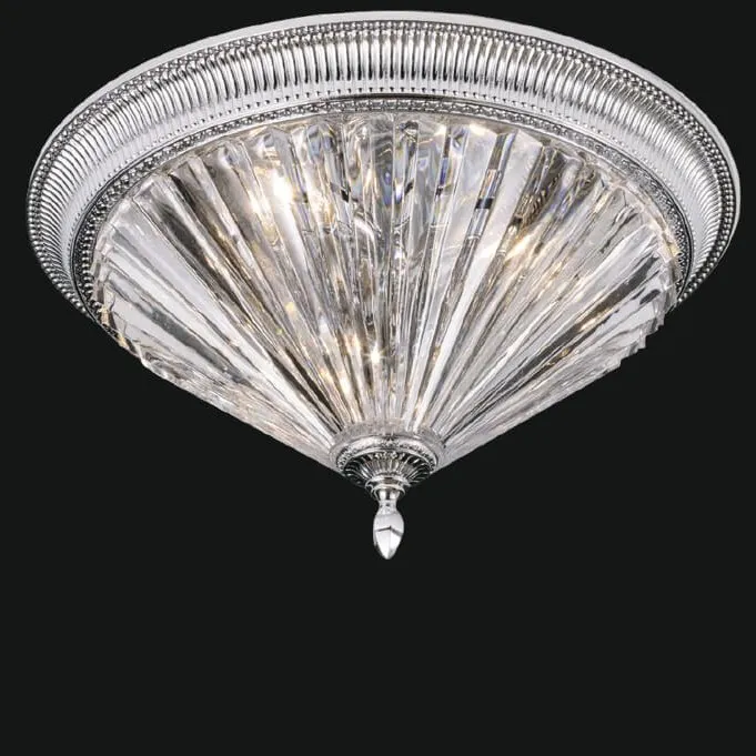 Lampada da Soffitto di Lusso in Cristallo con Design a Prisma Radiale e Cornice Decorativa a Montaggio a Filo Vista frontale di Luxury Group International