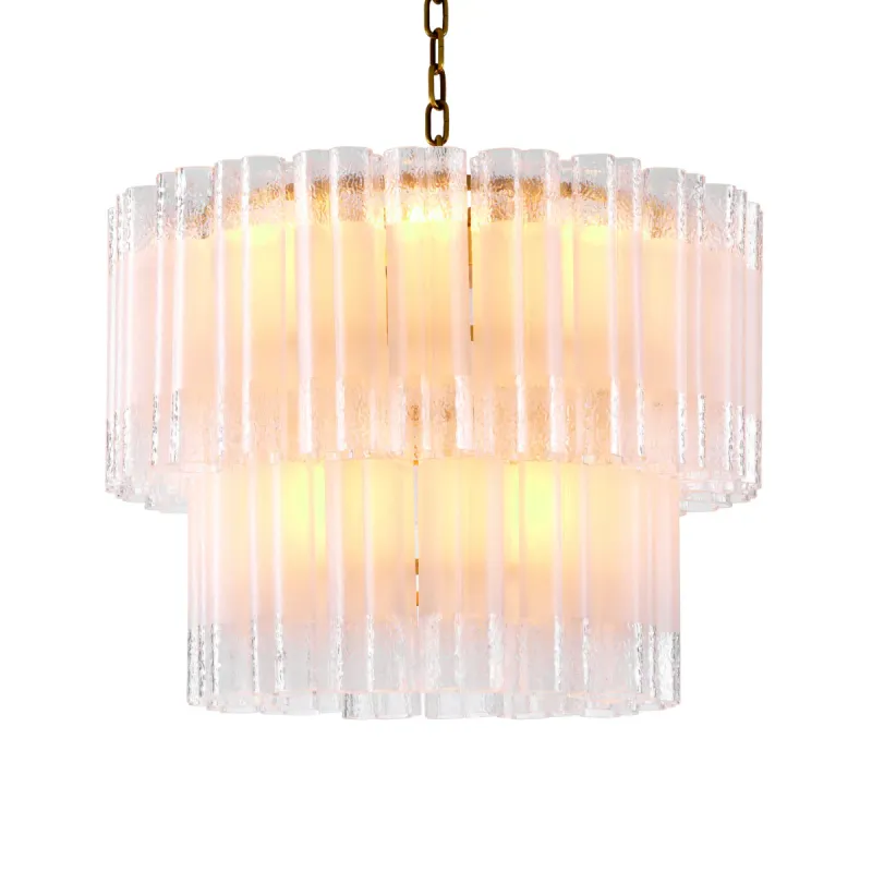Lampadario di Cristallo di Lusso con Design a Strati Cilindrici - Mobili di Lusso per Hotel Vista frontale di Luxury Group International