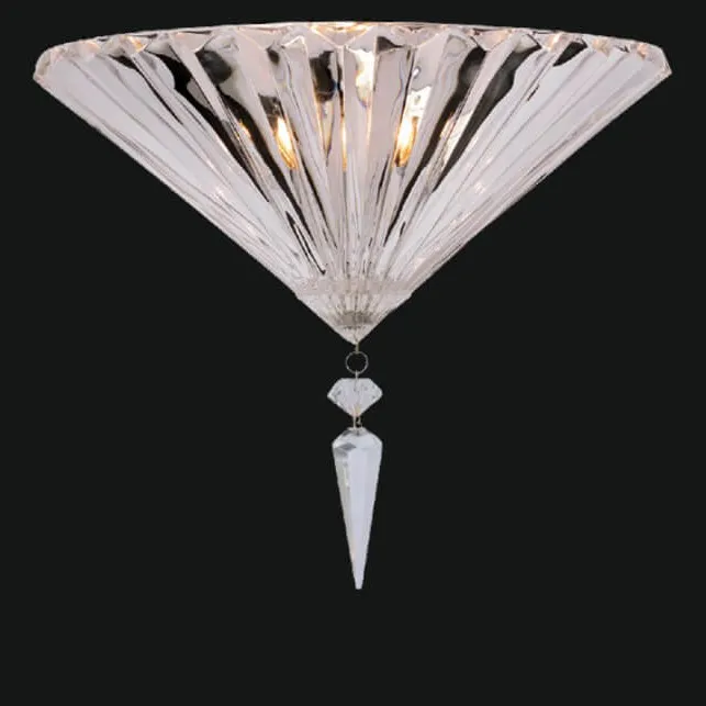 Luxury Crystal Wall Lamp with Fan-Shaped Prism Design & Decorative Crystal Pendant Front View by Luxury Group International