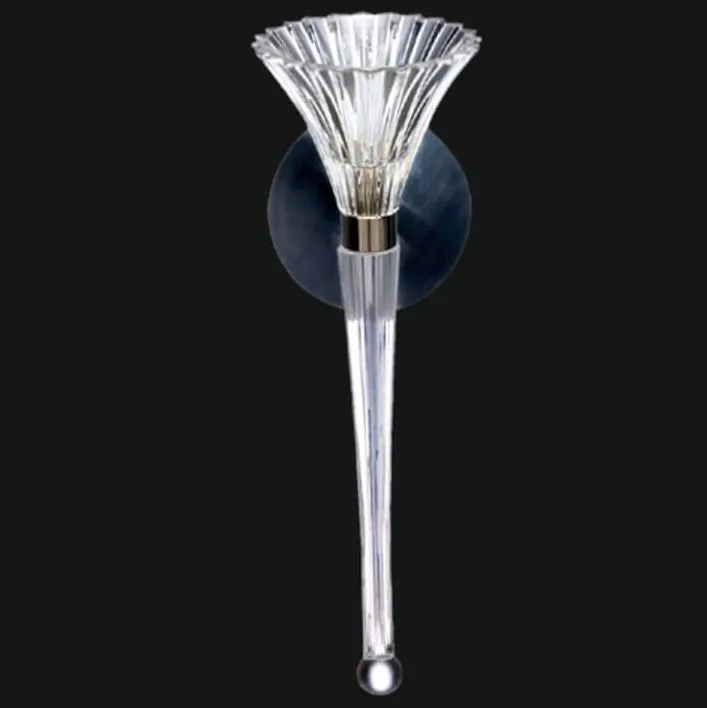 Luxury Crystal Wall Lamp with Tapered Prism Glass Design & Chrome Backplate by Luxury Group International
