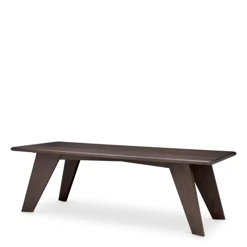 Luxury Dark Ash Crown Veneer Dining Table Front View by Luxury Group International