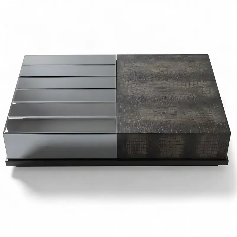 Luxury Dark Brown and Smoke Grey Textured Designer Coffee Table - Luxury Coffee Table Front View by Luxury Group International