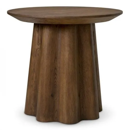 Luxury Dark Brown Oak Veneer Side Table Front View by Luxury Group International