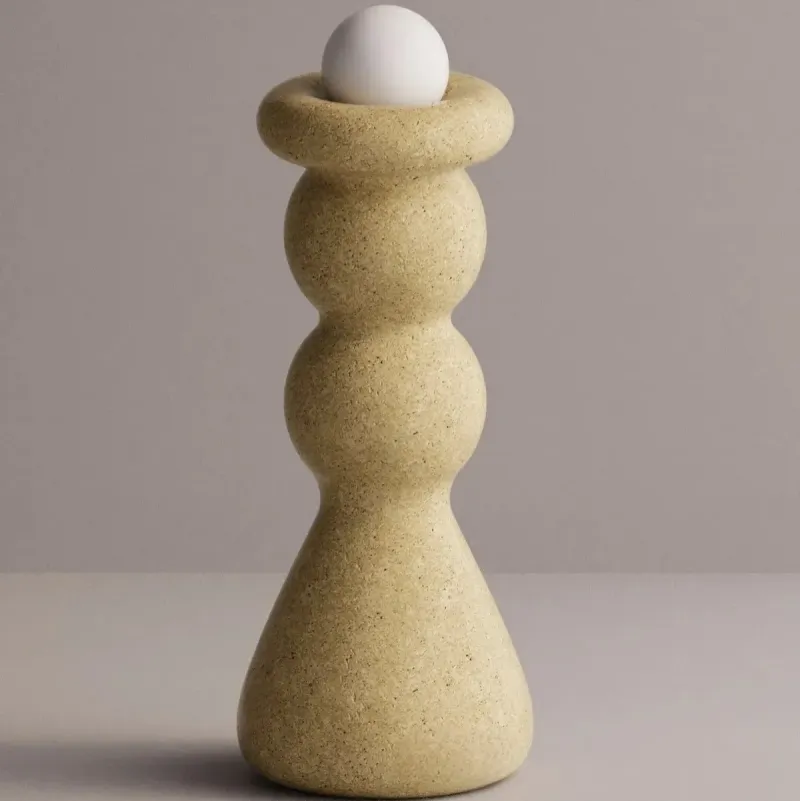Luxury Designer Floor Lamp with Sculptural Stoneware Base and Glass Globe by Luxury Group International