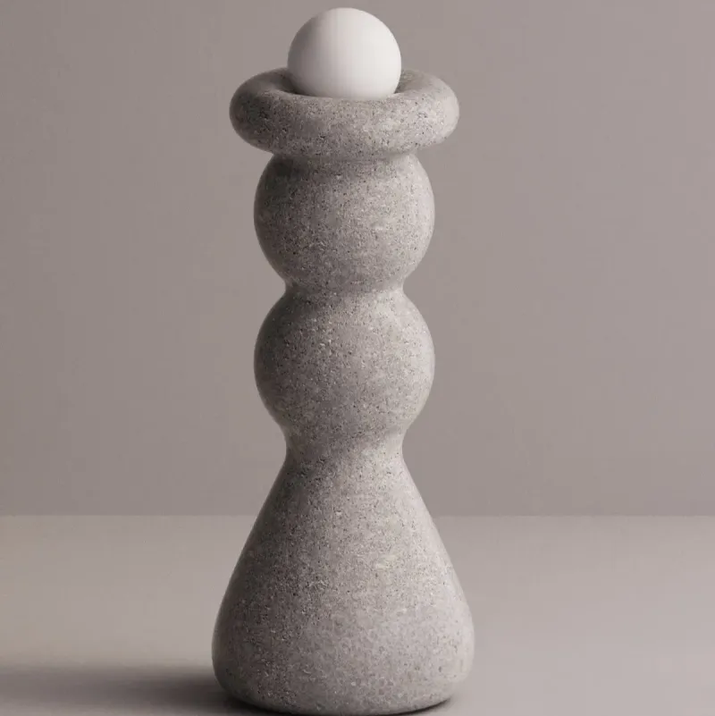 Luxury Designer Floor Lamp with Sculptural Stoneware Base and Glass Globe by Luxury Group International