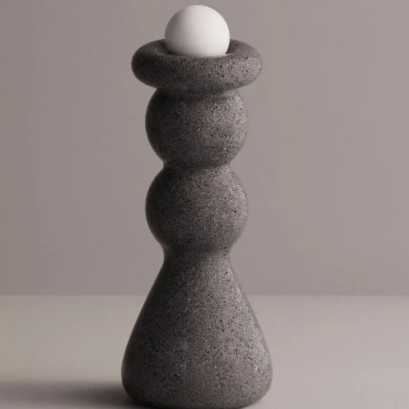 Luxury Designer Floor Lamp with Sculptural Stoneware Base and Glass Globe by Luxury Group International