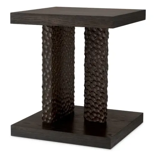 Luxury Ebony Oak Veneer Side Table Front View by Luxury Group International
