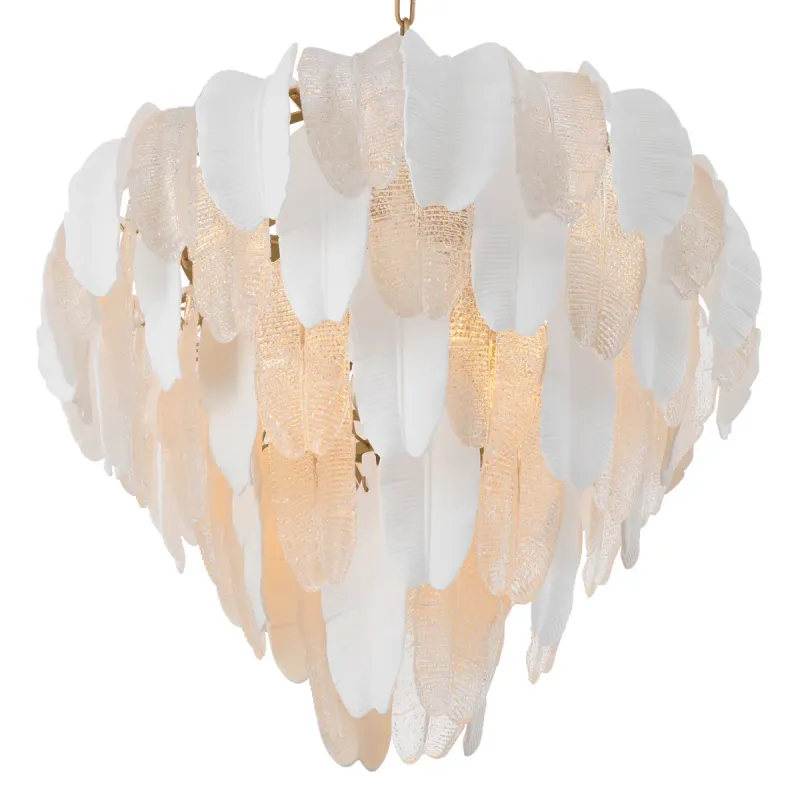 Luxury Frosted Glass Feather Chandelier – Elegant Pendant Ceiling Lamp by Luxury Group International