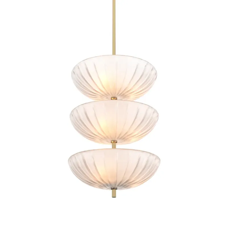 Luxury Glass Ceiling Light with 3 Layered Bowl Shades - Luxury Hotel Furniture Front View by Luxury Group International