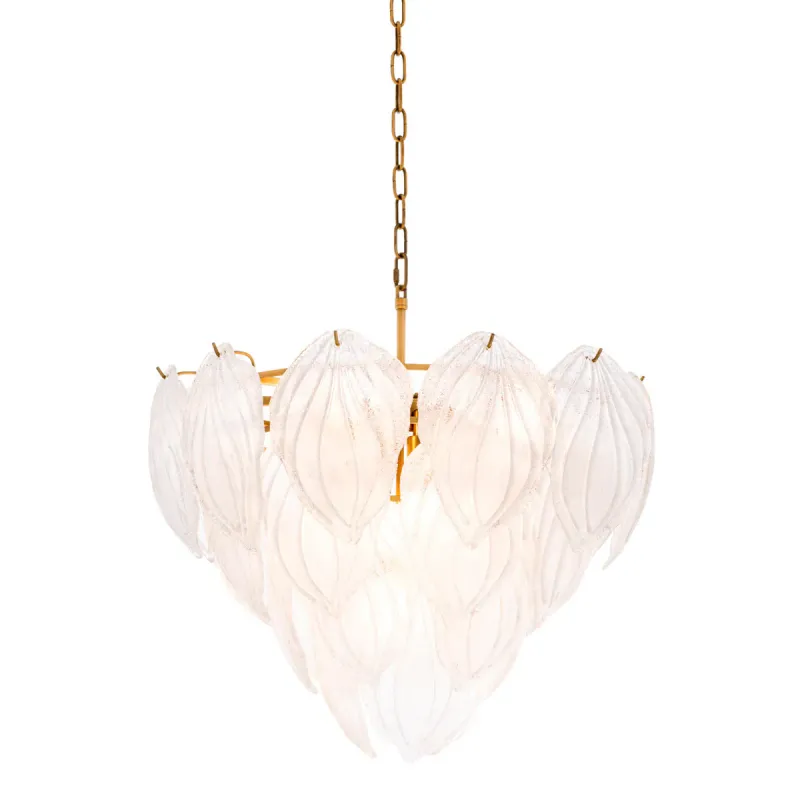 Lampadario di Lusso in Vetro a Forma di Foglia – Lampada a Sospensione Moderna in Vetro Artistico Satinato di Luxury Group International