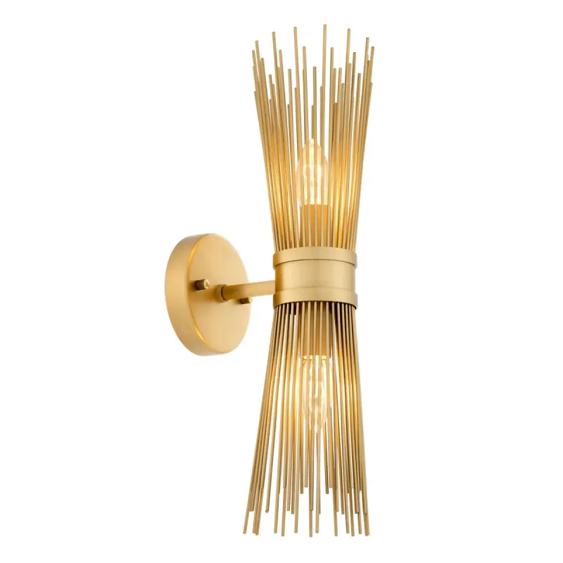 Applique Murale Cage à Tiges Dorée de Luxe – Luminaire Mural Moderne à Double Source Lumineuse par Luxury Group International