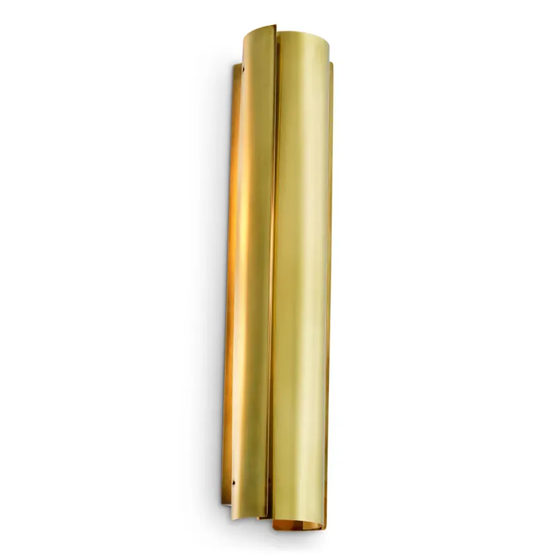 Luxus Goldene Röhren-Wandleuchte mit Skulpturaler Messing-Oberfläche von Luxury Group International