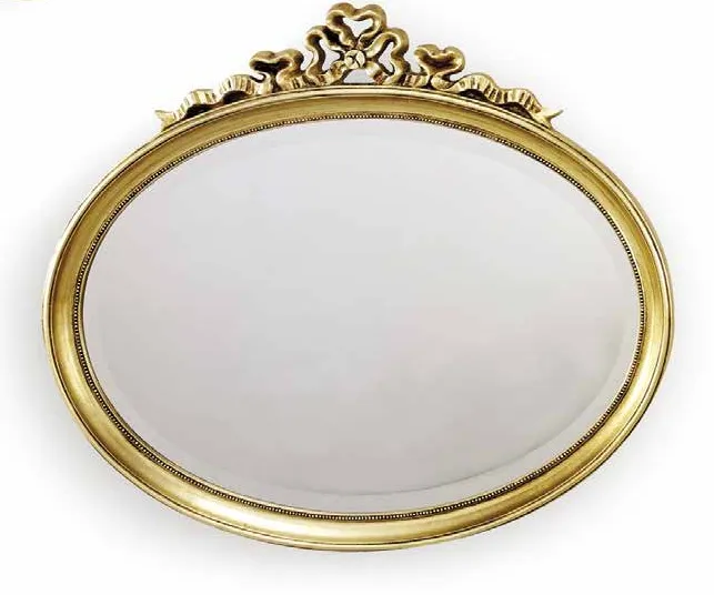 Luxury Golden Baroque Wall Mirror with Wide Oval Frame and Pierced Scroll Crest Front View by Luxury Group International