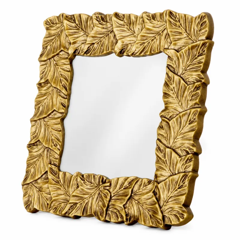 Cornice Fotografica Decorativa di Lusso con Foglia Dorata e Bordo Intagliato Botanico - Mobili di Lusso per Hotel Vista frontale di Luxury Group International