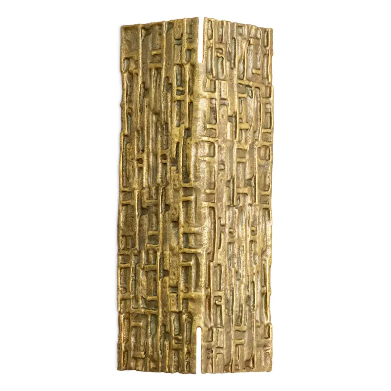 Luxus Goldene Skulpturale Wandleuchte mit Strukturiertem Geometrischem Design – 40 cm - Luxus Wandleuchte Luxus Goldene Skulpturale Wandleuchte mit Strukturiertem Geometrischem Design – 40 cm - Luxus Wandleuchte Vorderansicht von Luxury Group International