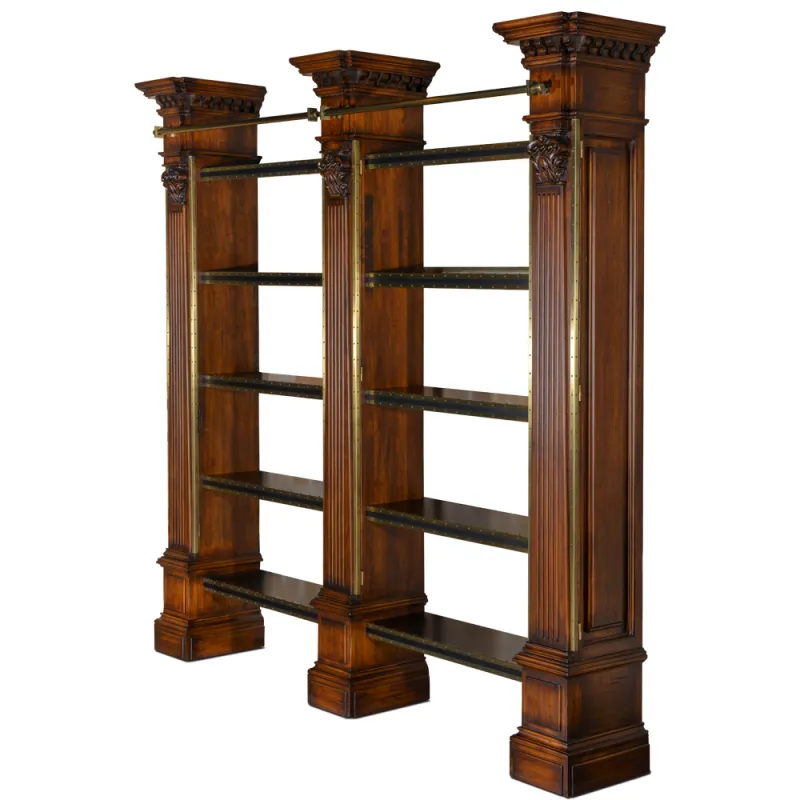 Luxury Grand Wooden Open Shelve with Carved Fluted Columns - Luxury Shelve Front View by Luxury Group International