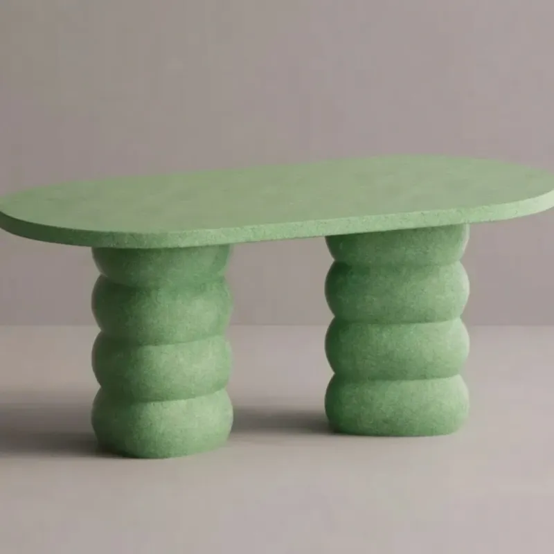 Luxury Green Sculptural Oval Dining Table for Modern Designer Interiors by Luxury Group International