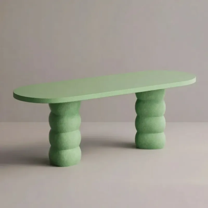 Luxury Green Sculptural Oval Dining Table for Modern Designer Interiors by Luxury Group International