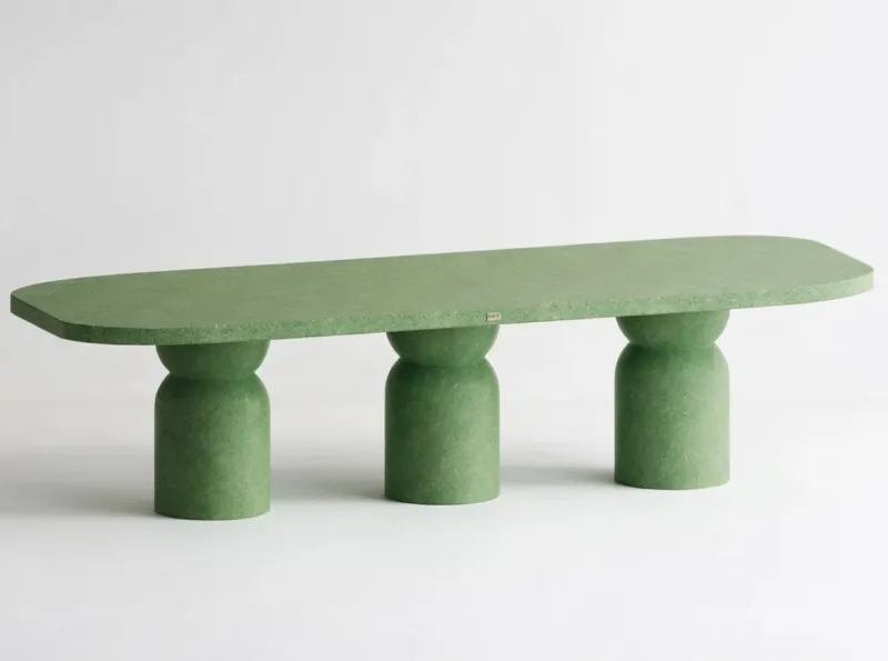 Luxury Green Sculptural Oval Pedestal Table for Indoor and Outdoor Living by Luxury Group International