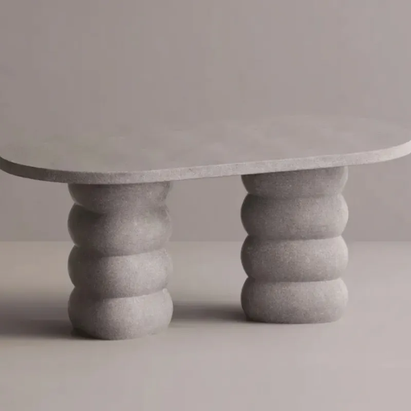 Luxury Grey Oval Concrete Dining Table with Sculptural Pedestal Base by Luxury Group International
