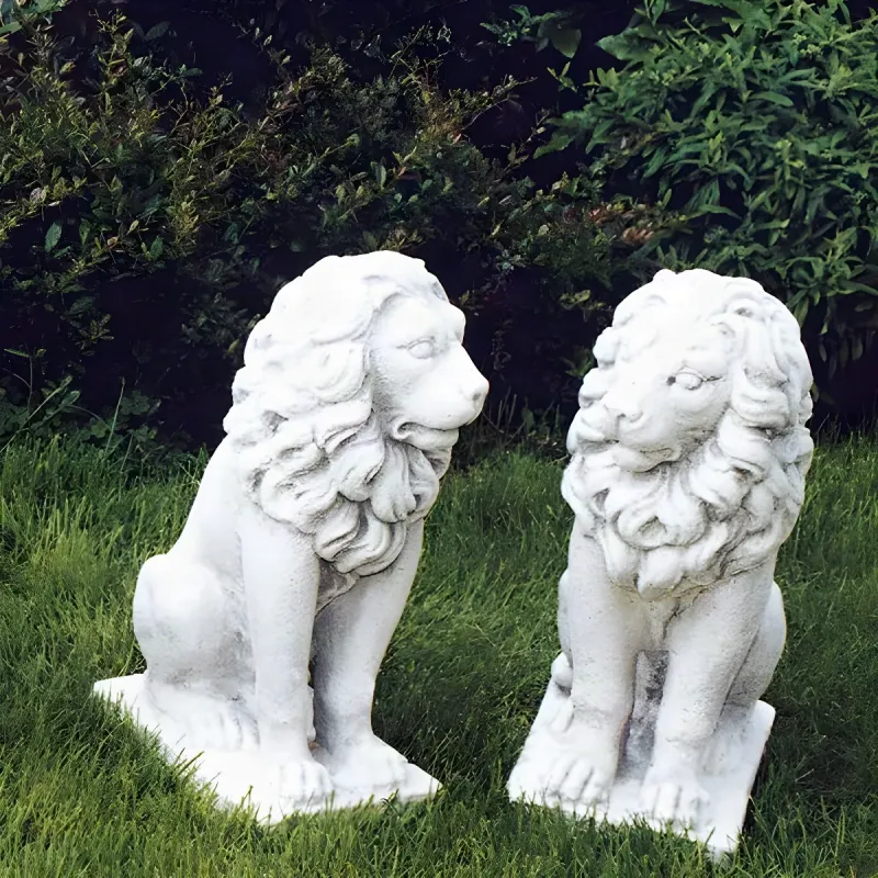 Luxury Guardian Lion Pair Sculpture with Hand-Finished Flowing Manes - Luxury Classic Sculpture Front View by Luxury Group International