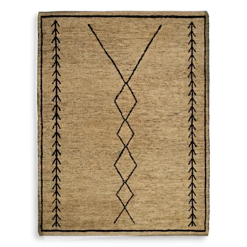 Luxury Hand Woven Polyester Pile Natural Jute Carpet Front View by Luxury Group International