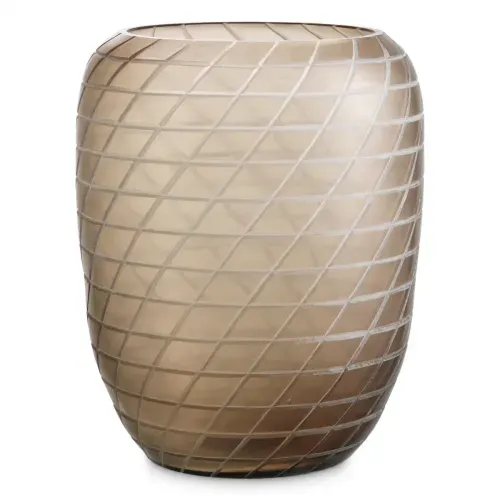 Luxury Handblown Recycled Sand Color Glass Vase Front View by Luxury Group International