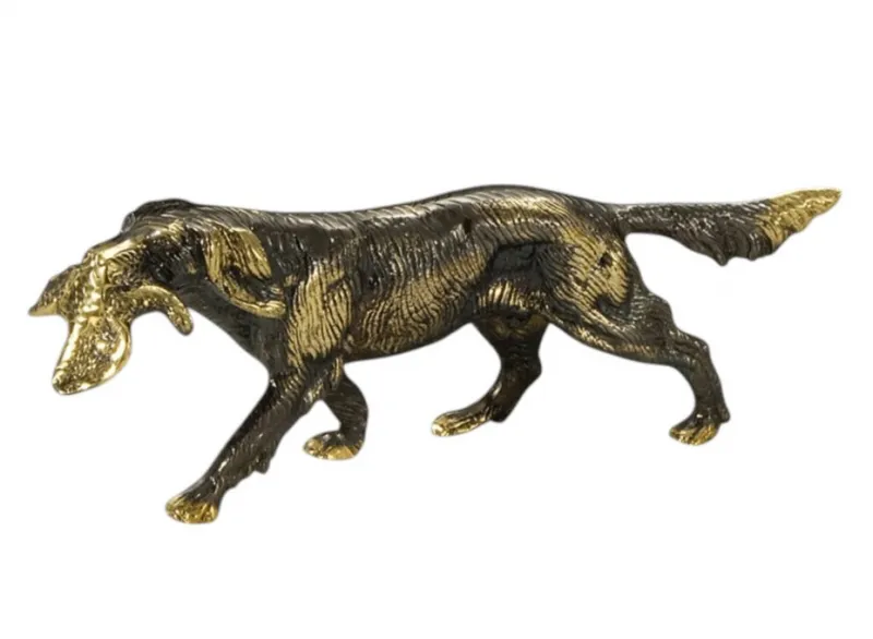 Escultura de Bronce de Perro de Caza de Lujo con Ave de Caza en Dos Acabados por Luxury Group International