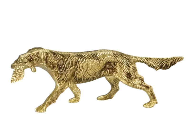 Escultura de Bronce de Perro de Caza de Lujo con Ave de Caza en Dos Acabados por Luxury Group International