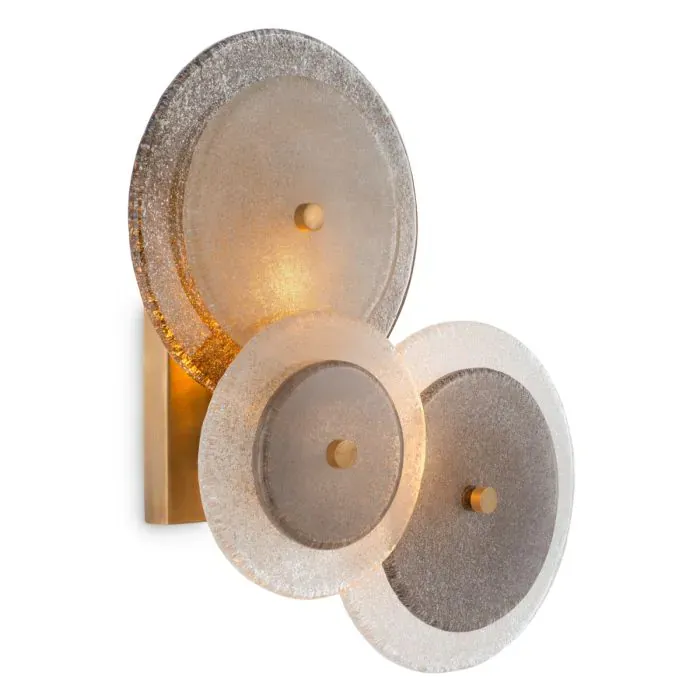 Luxury Layered Glass Disc Wall Light with Antique Brass Finish by Luxury Group International