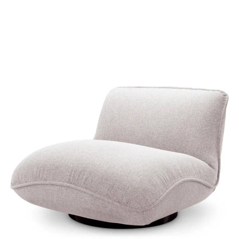 Luxuriöser hellgrauer Outdoor-Liegestuhl mit schwarzem Gestell – 85,5 cm – Luxuriöse Hotelmöbel Vorderansicht von Luxury Group International