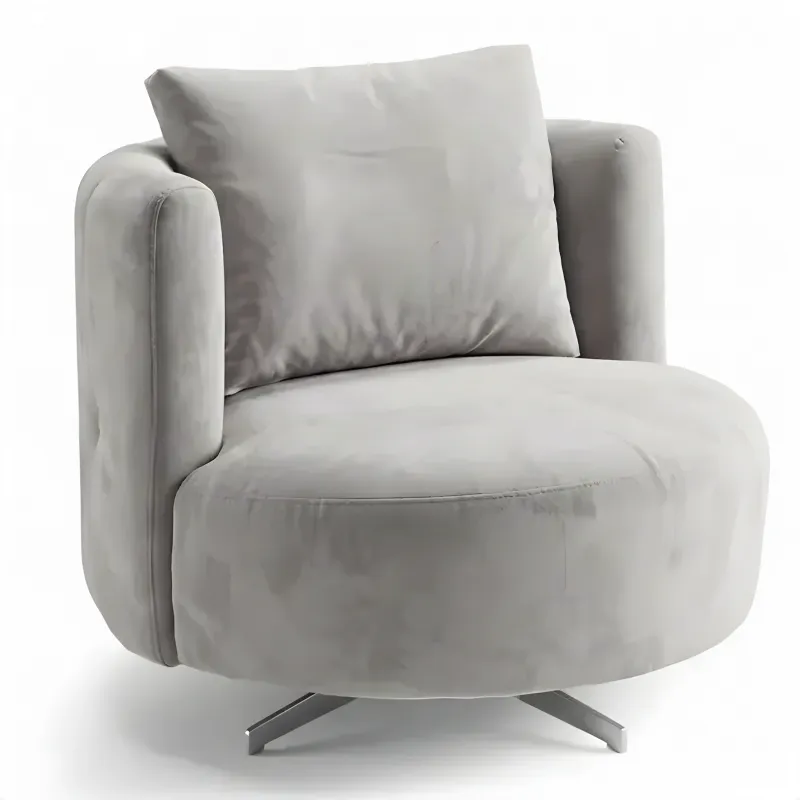 Luxury Light Grey Velvet Swivel Armchair with Curved Design -Luxury Armchair -Luxury Hotel Furniture Front View by Luxury Group International