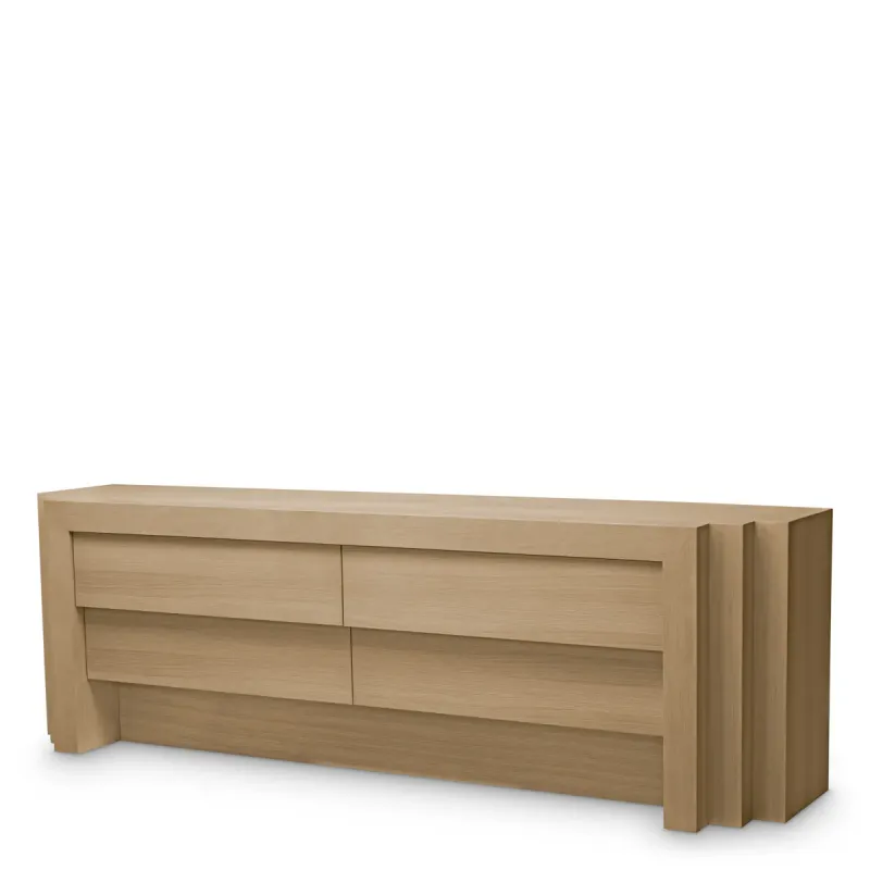 Luxury Light Oak Four-Drawer Sideboard Cabinet with Layered Frame - Luxury Sideboard Cabinet by Luxury Group International