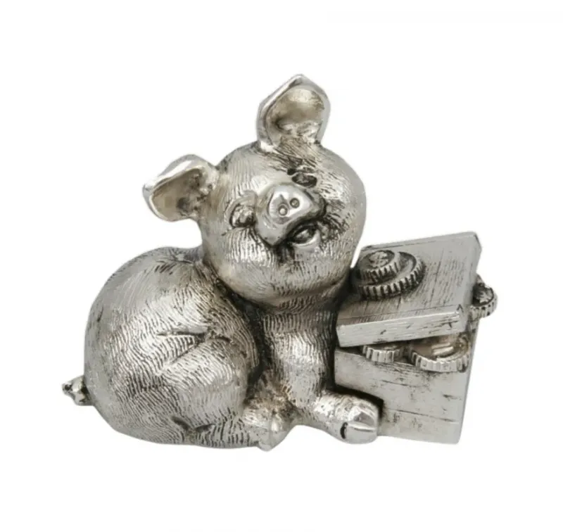 Luxury Lucky Pig Bronze Sculpture with Coin-Filled Treasure Trunk - Luxury Bronze Figure by Luxury Group International