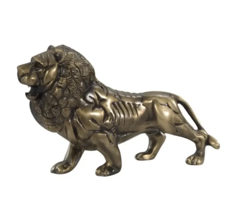 Luxury Majestic Standing Lion Bronze Sculpture with Textured Mane - Luxury Bronze Figure Front View by Luxury Group International